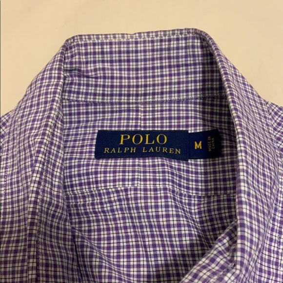 Polo dress shirt. Purple and white - Picture 2 of 3